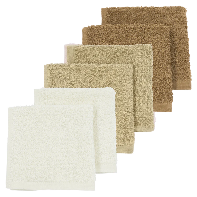 Meyco Baby frotinės šluostės-rankšluostukai kūdikiui Offwhite/Sand/Toffee, 30×30 cm, 6 vnt.