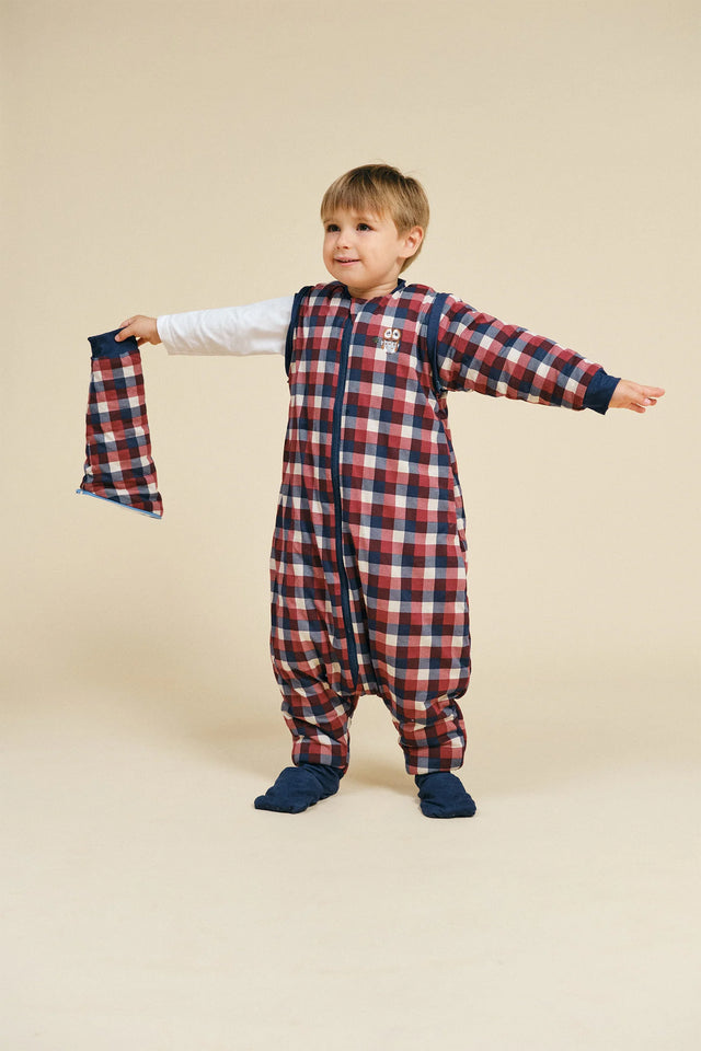 Molis&Co pižama - miegmaišis su rankovėmis, kojytėmis ir atverčiamomis kojinėmis TOG 2.5 Vichy red and blue