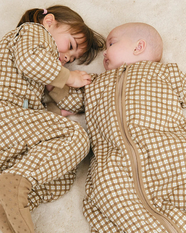 Molis&Co kūdikio miegmaišis  su nusegamomis rankovėmis TOG 1 Brown Checks