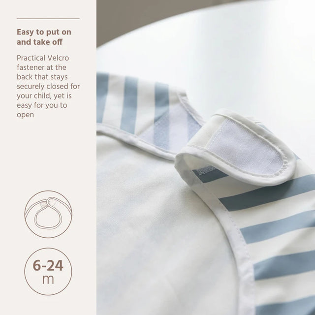 Meyco Baby neperšlampamas seilinukas su rankovėmis 6–24 mėn., Fat Stripe Jeans Blue