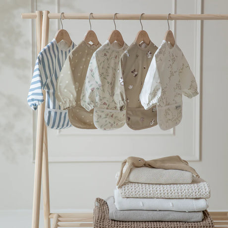 Meyco Baby neperšlampamas seilinukas su rankovėmis 6–24 mėn., Fat Stripe Jeans Blue