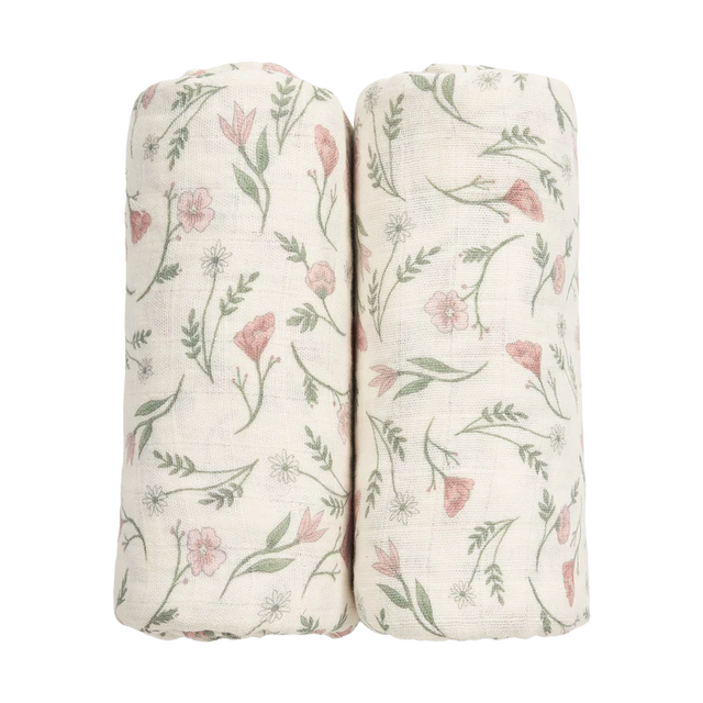 Meyco Baby muslino vystyklai / apklotai 120 × 120 cm (2 vnt.), Flower Multicolour