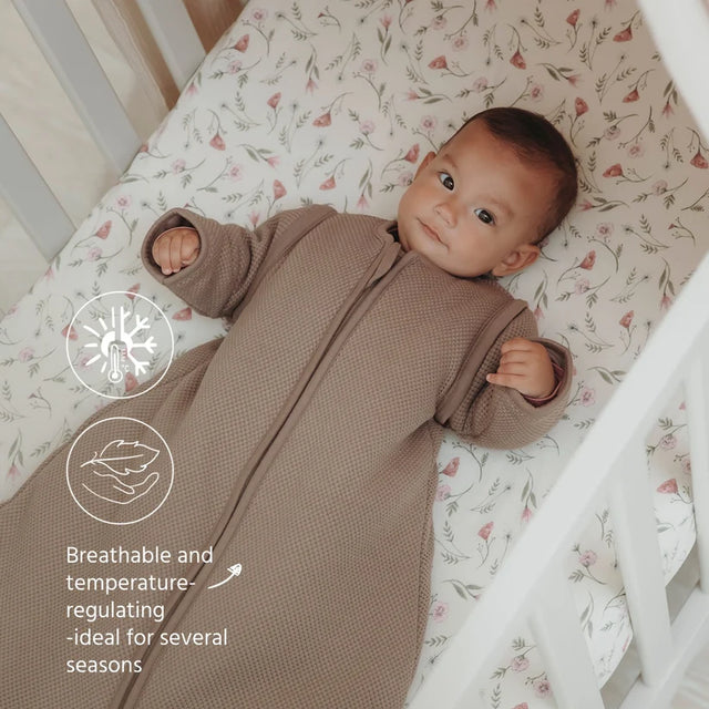 Meyco Baby Studio Classic pašiltintas miegmaišis su nusegamomis rankovėmis, 2.5 TOG, Dark Taupe
