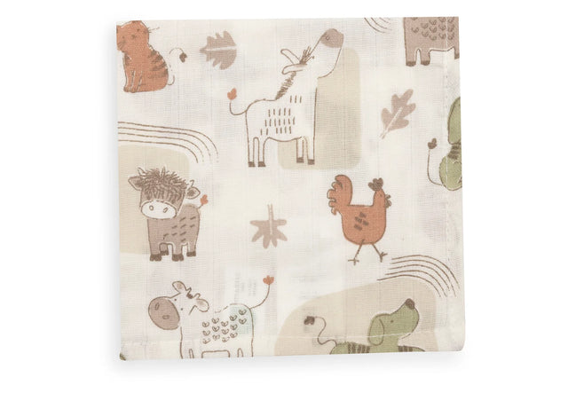 Jollein muslino vystyklai Barn Buddies, 31×31 cm, 3 vnt.