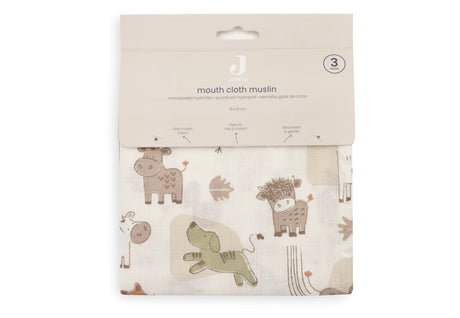 Jollein muslino vystyklai Barn Buddies, 31×31 cm, 3 vnt.