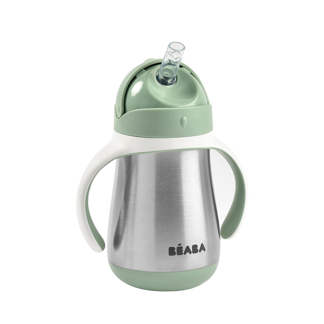 BEABA metalinė gertuvė su šiaudeliu, 250 ml, Sage Green