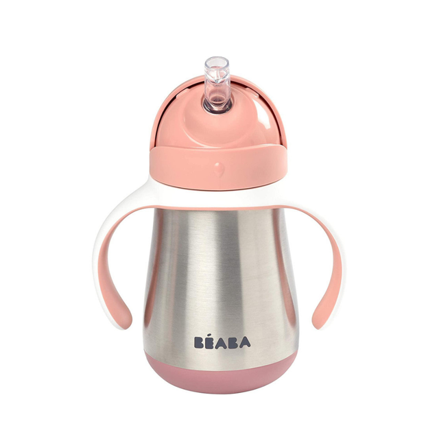 BEABA metalinė gertuvė su šiaudeliu, 250 ml, Old Pink