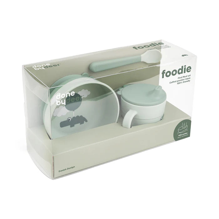 Izgatavoja Brieža pirmais trauku komplekts Foodie Happy clouds Green