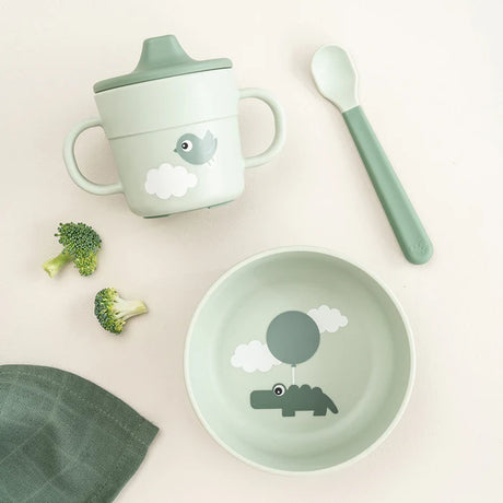 Izgatavoja Brieža pirmais trauku komplekts Foodie Happy clouds Green