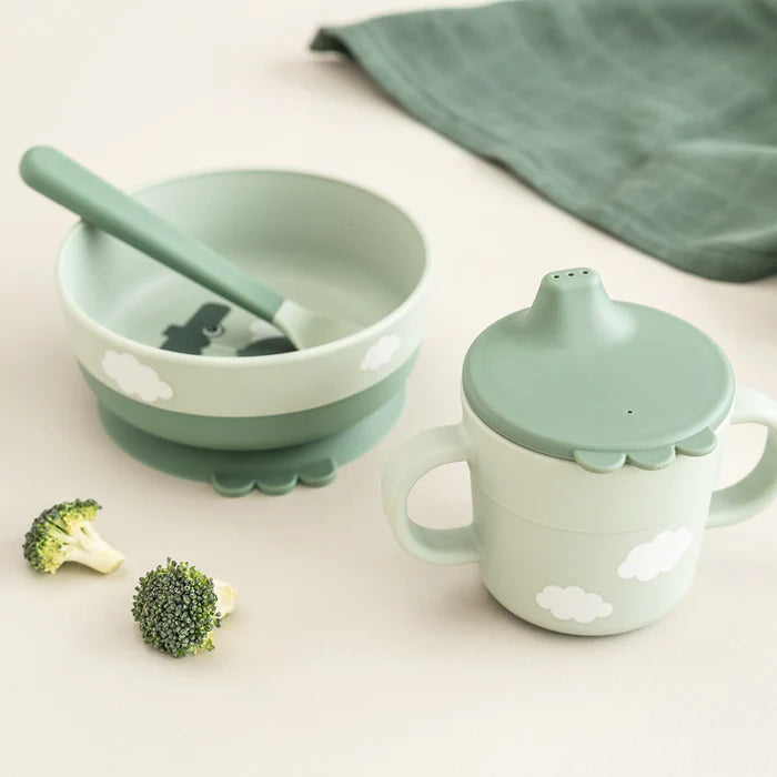 Izgatavoja Brieža pirmais trauku komplekts Foodie Happy clouds Green