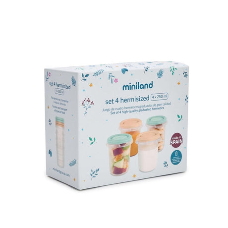 Miniland Dreamland hermetiškų indelių rinkinys kūdikių maistui 4 × 250 ml