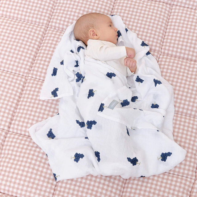 Mushie muslīna autiņš no organiskās kokvilnas Blue Stripe 