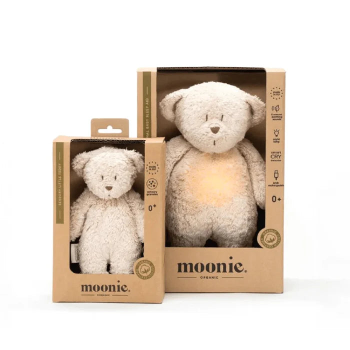 New Moonie 2.0 organiskais kolibri lācītis - kapučīno miega spilvens ar skaņas ierakstīšanas funkciju 