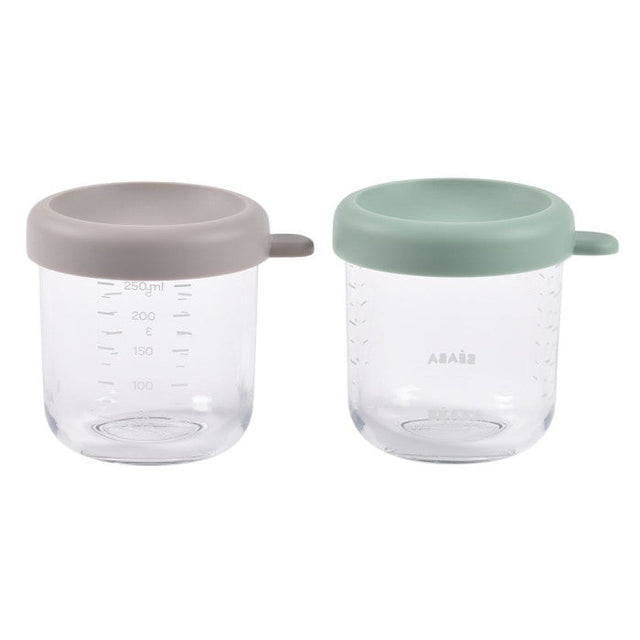 BEABA 2 vnt. stiklinių indelių rinkinys (250 ml), Sage Green/Grey