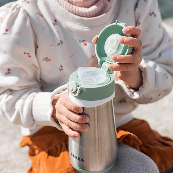 BEABA metalinė gertuvė nuo 18 mėn., 350 ml, Sage Green