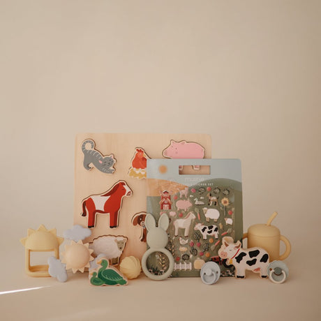 Mushie izglītojošo rotaļlietu krūzes tornis — primārās krāsas (oriģināls) 