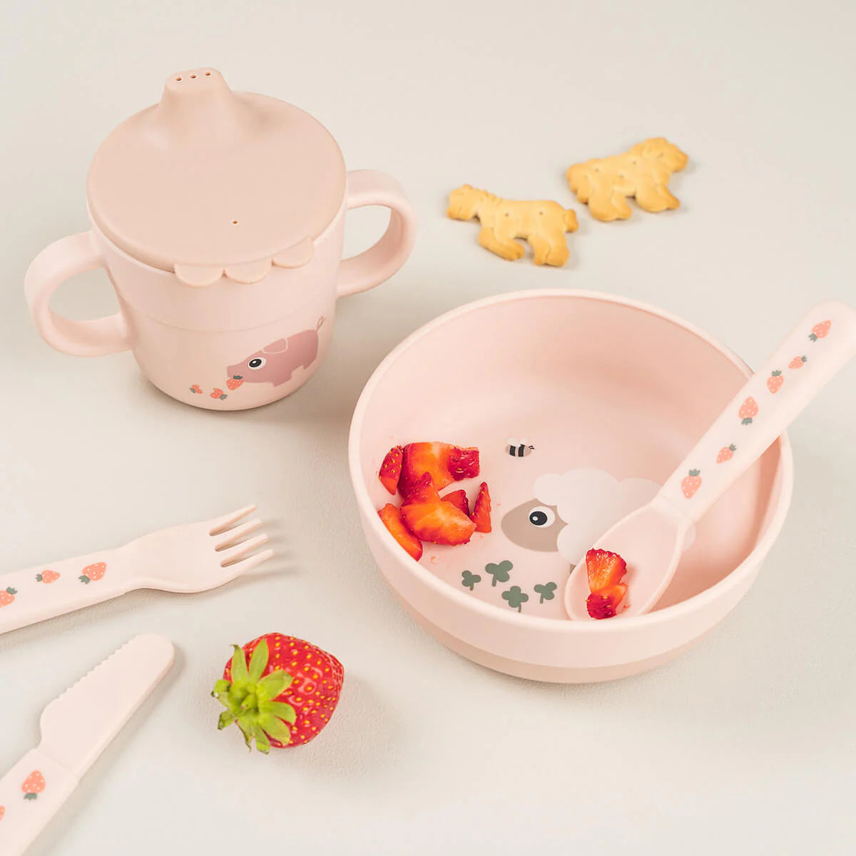 Deer neslīdošā bļoda Foodie Happy dots pulveris