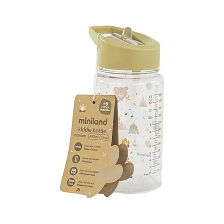 Miniland vaikiška gertuvė su šiaudeliu Kiddie Bottle Explorer, 450 ml