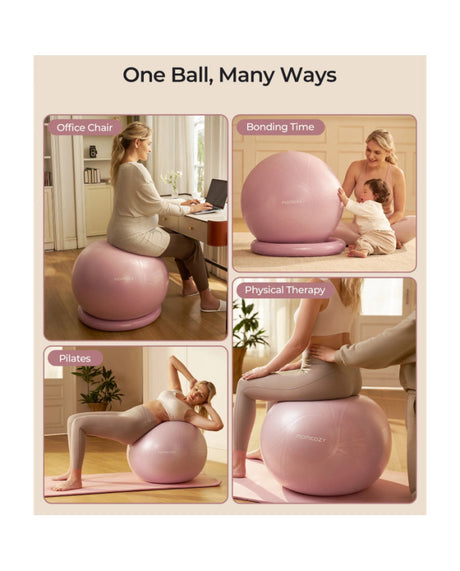 Momcozy BirthEase gimdymo ir mankštos kamuolio rinkinys nėščiosioms su pagrindu, 65 cm, Dusty Rose