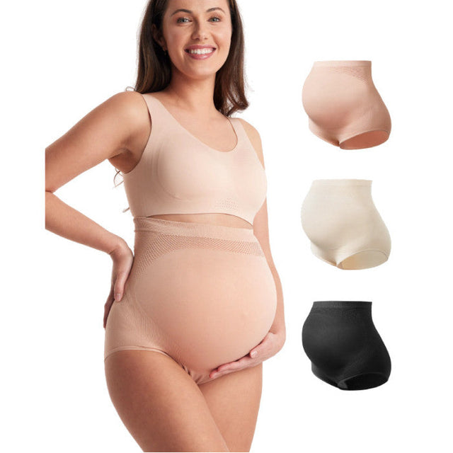 Momcozy besiūlės kelnaitės nėščiosioms aukštu liemeniu, 3 vnt., Black / Almond / Oyster Pink