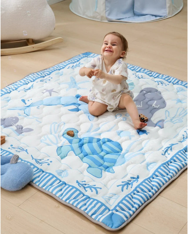 Momcozy Blue Ocean minkštas kūdikio žaidimų ir ropojimo kilimėlis, 127 × 127 cm