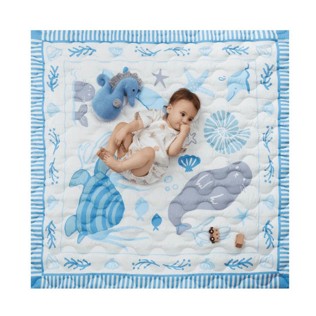 Momcozy Blue Ocean minkštas kūdikio žaidimų ir ropojimo kilimėlis, 127 × 127 cm