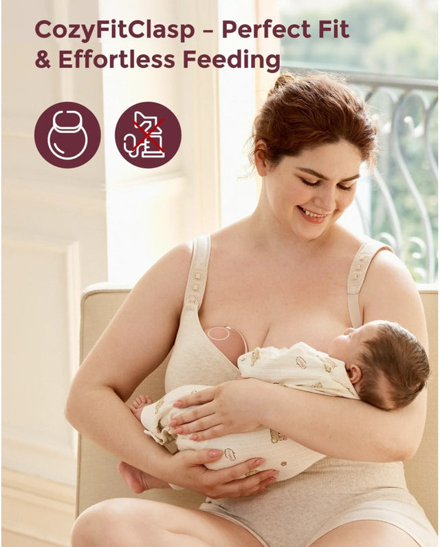 Momcozy medvilninė maitinimo liemenėlė didesnei krūtinei Busty, Oatmeal