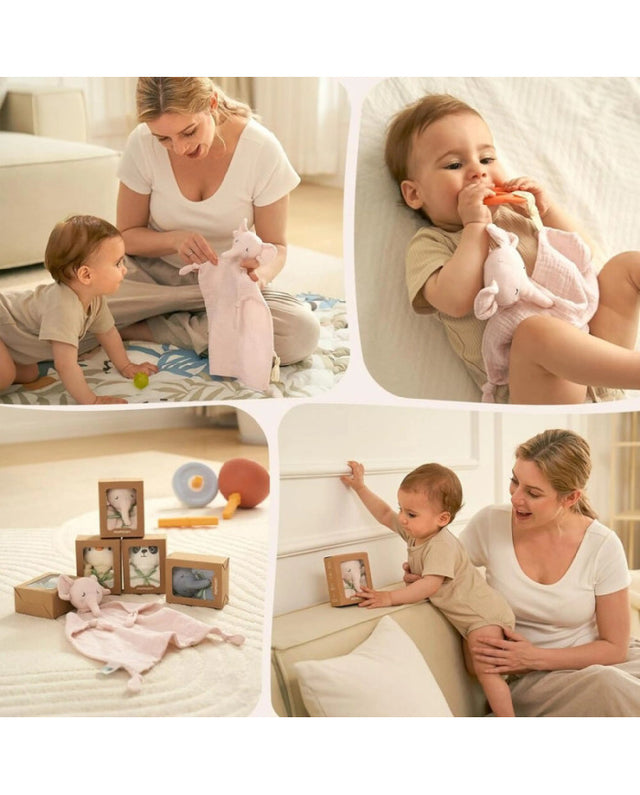 Momcozy rožinis medvilninis drambliukas-migdukas, čiulptuko laikiklis kūdikiui, Pink