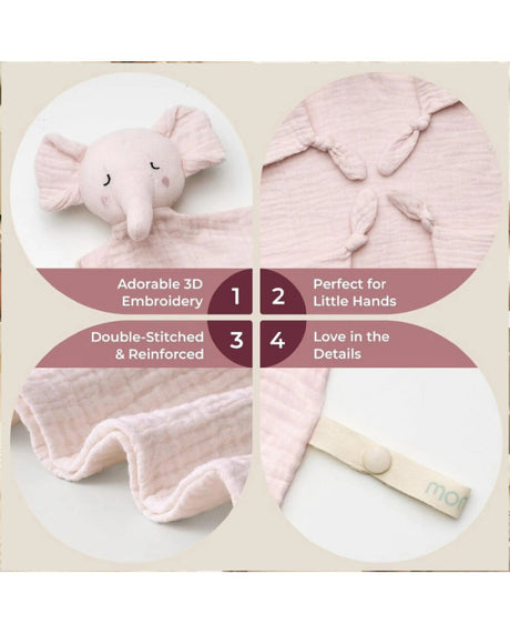 Momcozy rožinis medvilninis drambliukas-migdukas, čiulptuko laikiklis kūdikiui, Pink