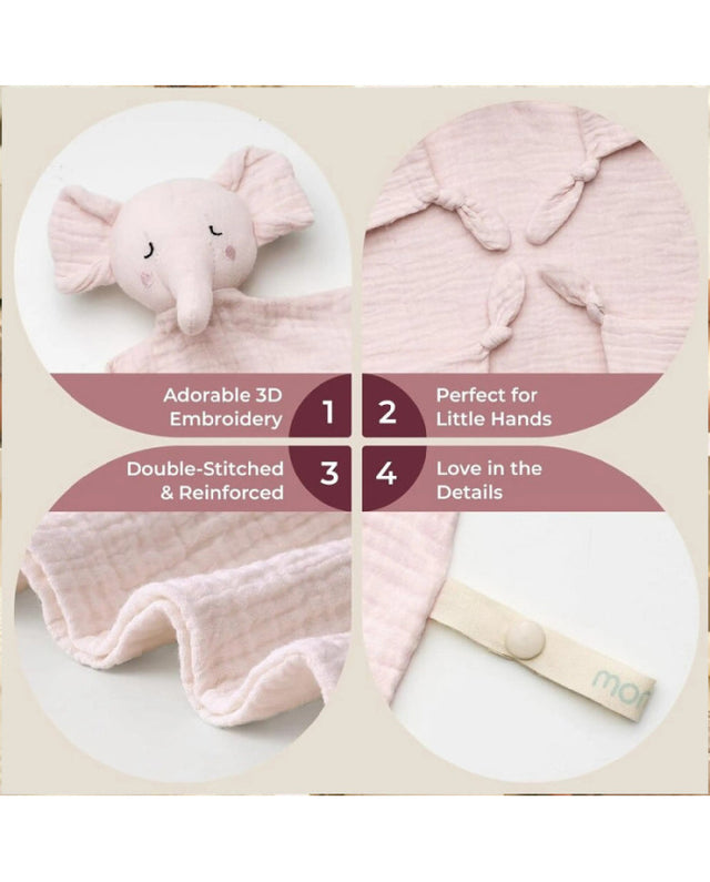 Momcozy rožinis medvilninis drambliukas-migdukas, čiulptuko laikiklis kūdikiui, Pink