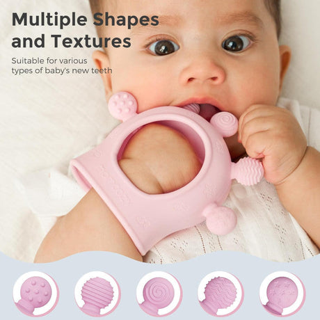 Momcozy silikoninis kramtukas kūdikiams, rožinis