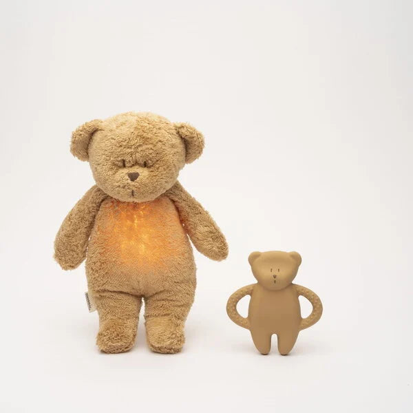 New Moonie 2.0 organiskais kolibri lācītis - kapučīno miega spilvens ar skaņas ierakstīšanas funkciju 