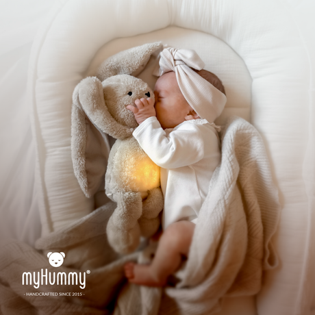 myHummy 5in1 migdukas su miego jutikliu ir lempute Zuikis šviesiai rudas