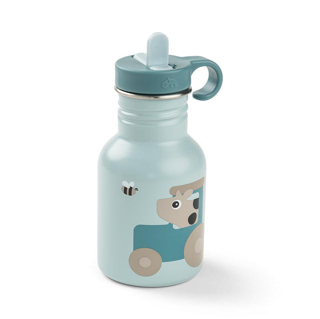 Done by Deer metalinė gertuvė su šiaudeliu Tiny Farm Blue, 350 ml