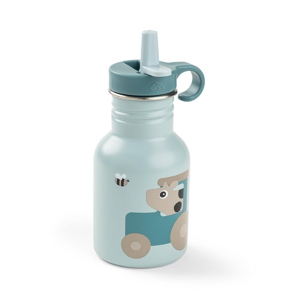 Done by Deer metalinė gertuvė su šiaudeliu Tiny Farm Blue, 350 ml
