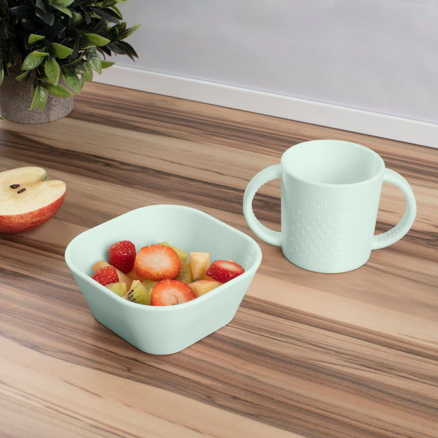 Miniland vaikiškų indų rinkinys Meal Set Square Mint, 6 mėn.+