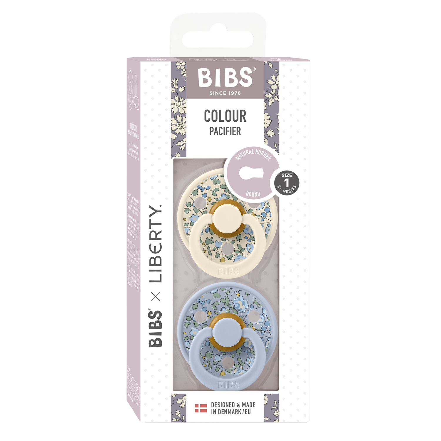 BIBS knupīša komplekts 1. izmērs (0 - 6 mēneši) Liberty Eloise Dusty Blue Mix 