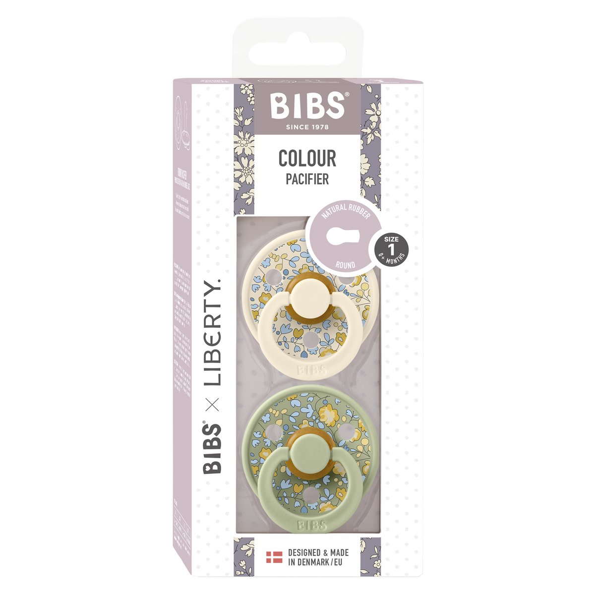 BIBS knupīša komplekts 1. izmērs (0 - 6 mēneši) Liberty Eloise Sage Mix 