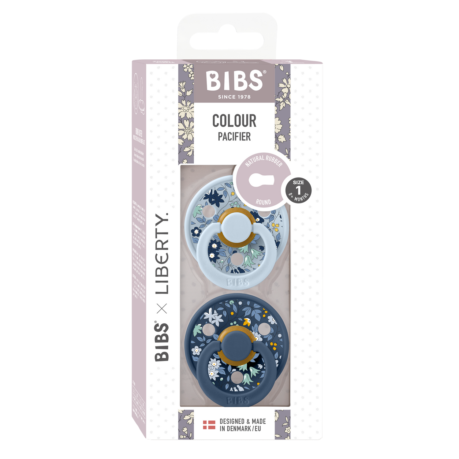 BIBS knupīša komplekts 1. izmērs (0 - 6 mēneši) Liberty Chamomile Lawn Baby Blue Mix 