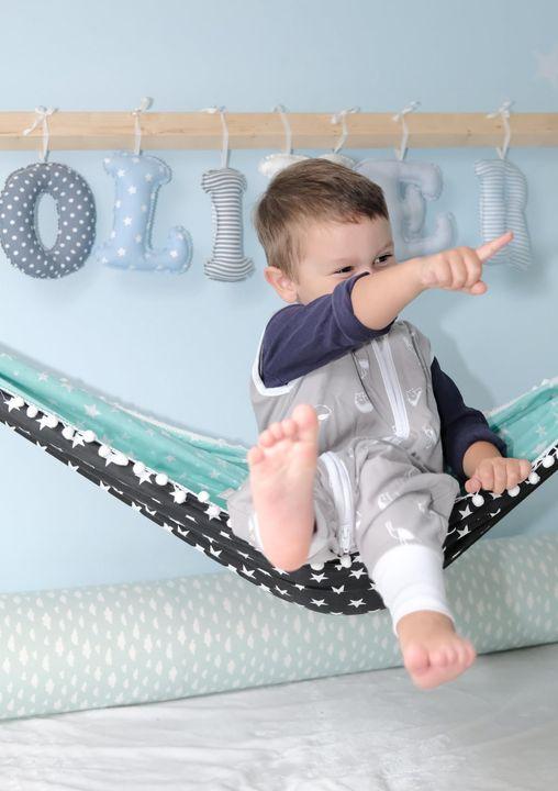 Natulino LITTLE WALKERS trīsslāņu bērnu guļammaiss White Grey Waves &amp; Mint