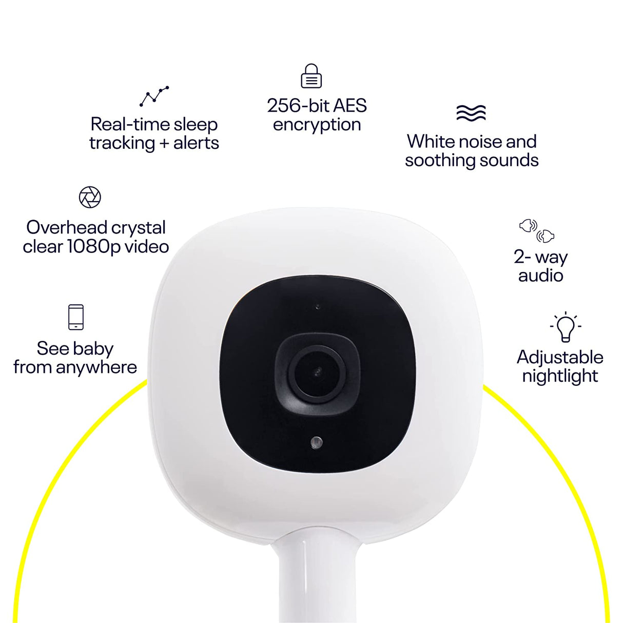 Nanit Pro bērnu monitors + grīdas statīvs mobilajai auklei ar statīvu, naktslampiņu un elpošanas monitoru
