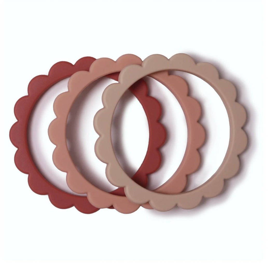 Mushie Chew rokassprādzes komplekts (roze/sārtums/shifting smiltis) 