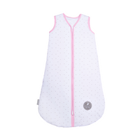 Natulino BabyComfort dvisluoksnis kūdikių miegmaišis (natural white little grey leaves / pink spalva) (1859460563017)