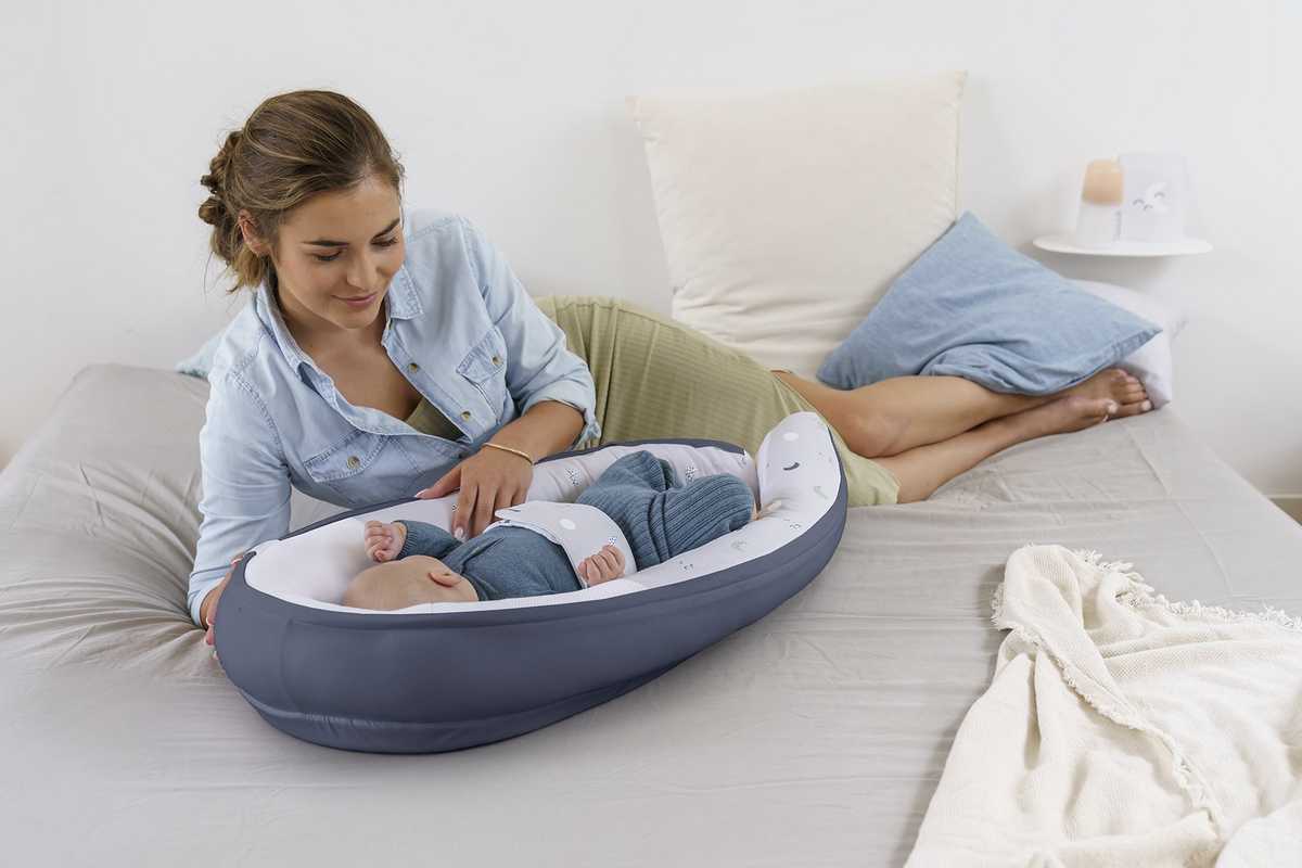 Doomoo mazuļu ligzda "Doomoo Cocoon Blue Grey Moon" 