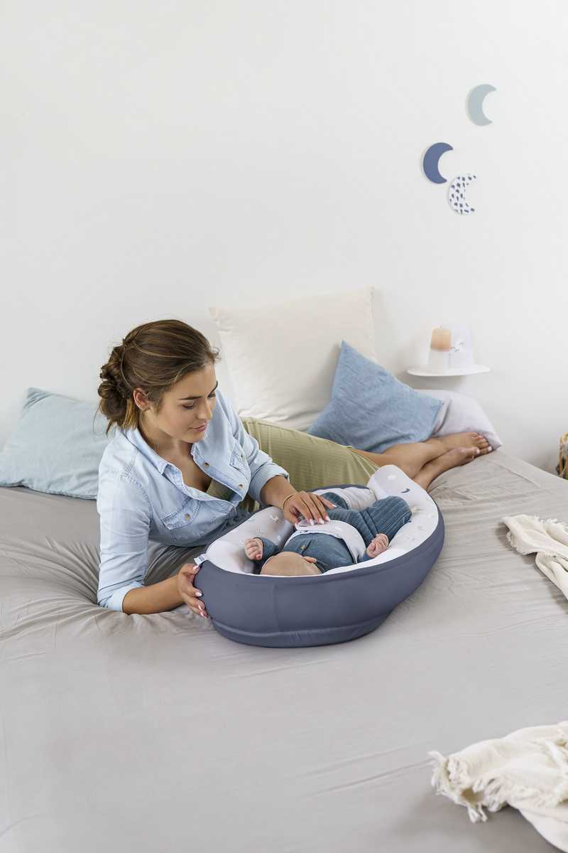 Doomoo mazuļu ligzda "Doomoo Cocoon Blue Grey Moon" 